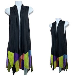 Kathmandu Imports Patchwork‎ Duster Vest Sz M Asymmetrical Hem Boho Whimsigoth